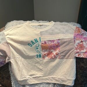 Women’s Patchwork Shirt with Mesh Sleeves